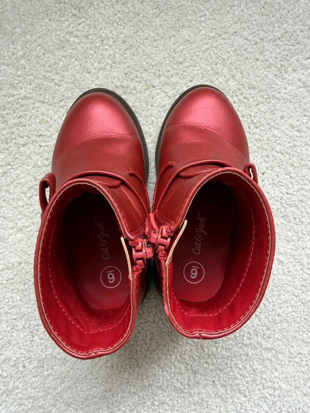 Cat & Jack Metallic Red Bow Ankle Boots